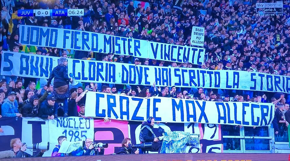 La Curva Sud tributa Allegri: “Uomo fiero, mister vincente”