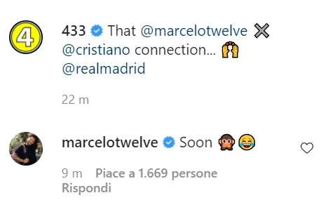 Marcelo commenta un video che lo ritrae insieme a Cristiano Ronaldo: “Soon”