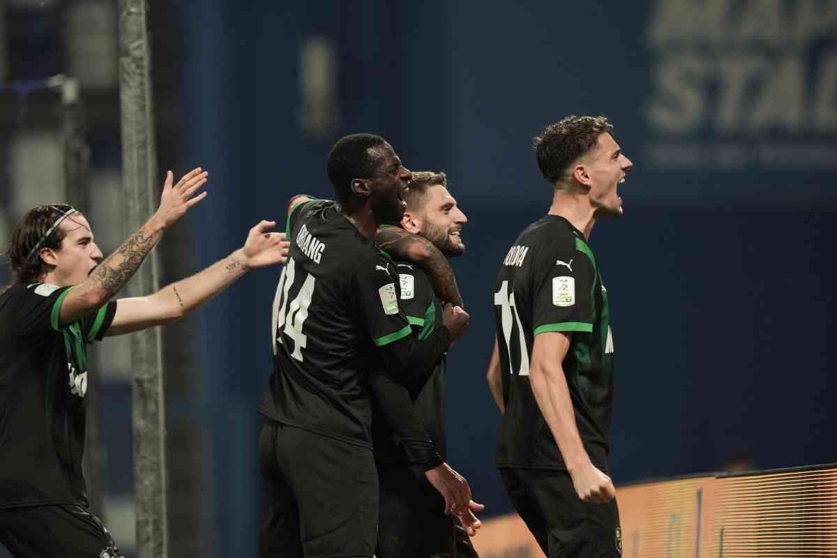 Sassuolo esulta dopo il gol di Berardi